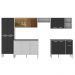 Armário de Cozinha Completa 6 Pçs com Balcão Gabinete Siena Multimóveis MP2243 Branco/Preto