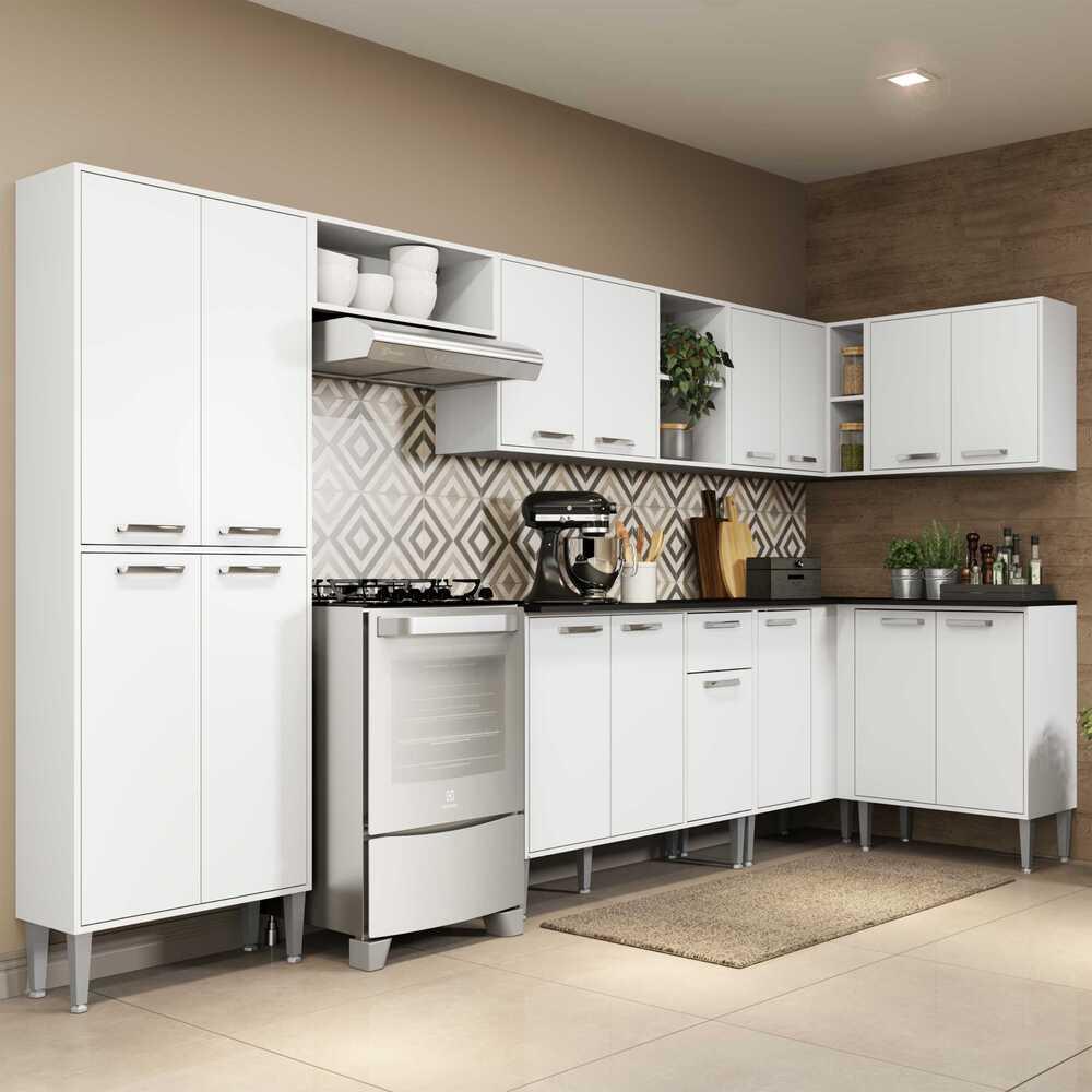 Armário de Cozinha Completa 8 peças Xangai Soul Multimóveis Branco