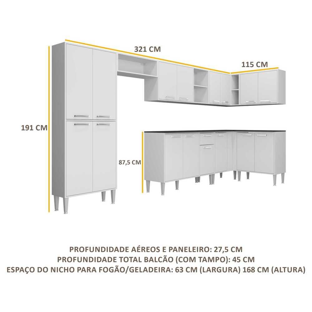 Armário de Cozinha Completa 8 peças Xangai Soul Multimóveis Branco