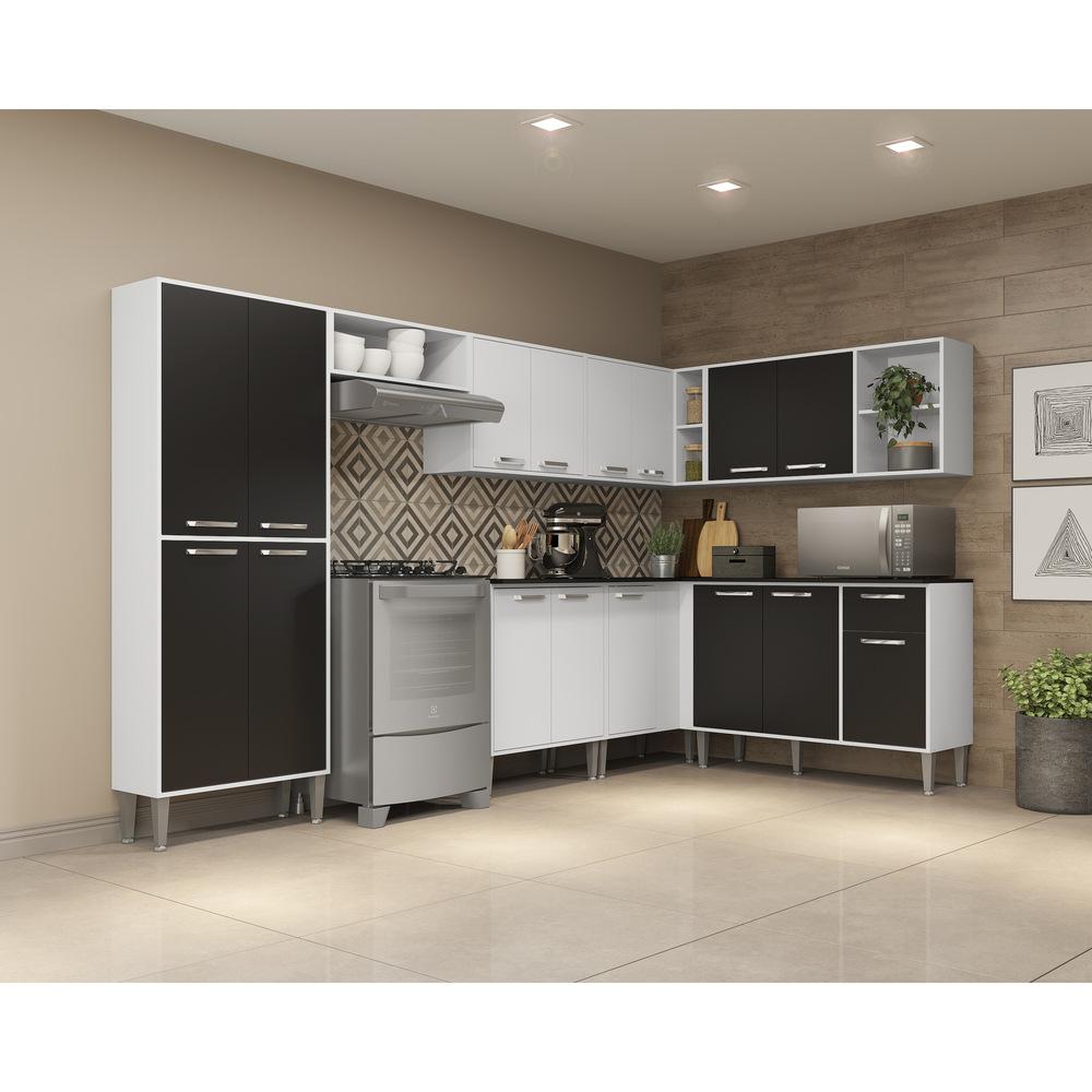 Armário de Cozinha Completa 8 peças Xangai Soul Multimóveis Branco/Preto