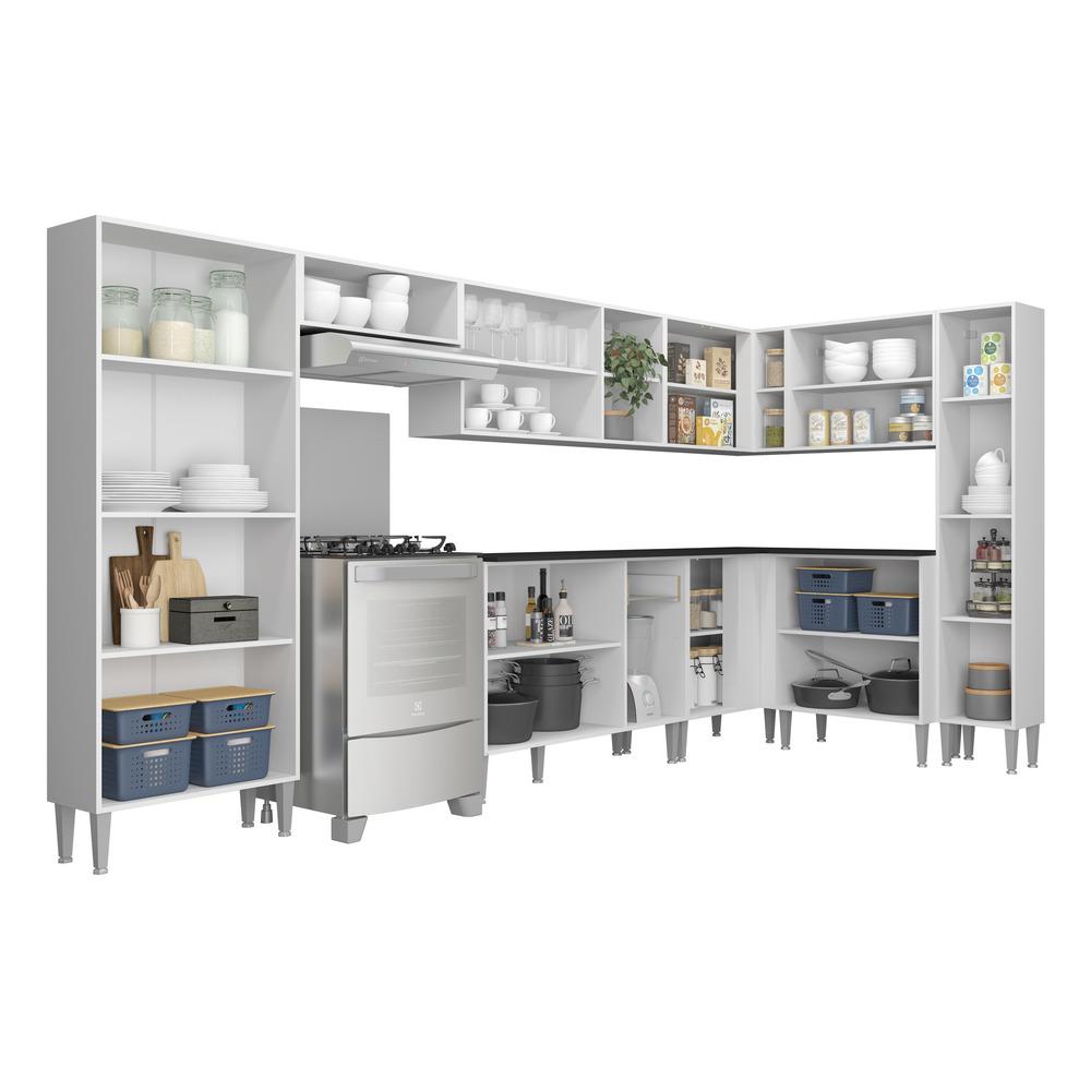 Armário de Cozinha Completa 9 peças Xangai Rock Multimóveis Branco