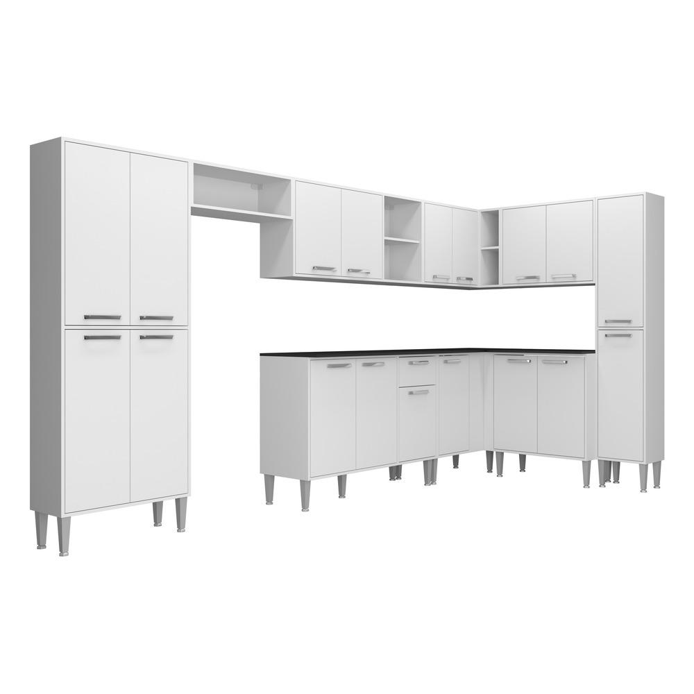 Armário de Cozinha Completa 9 peças Xangai Rock Multimóveis Branco