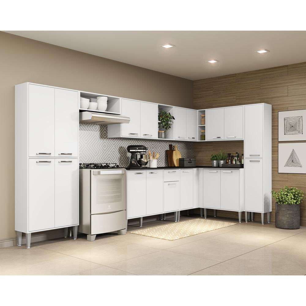 Armário de Cozinha Completa 9 peças Xangai Rock Multimóveis Branco
