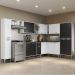 Armário de Cozinha Completa 9 peças Xangai Rock Multimóveis Branco/Preto