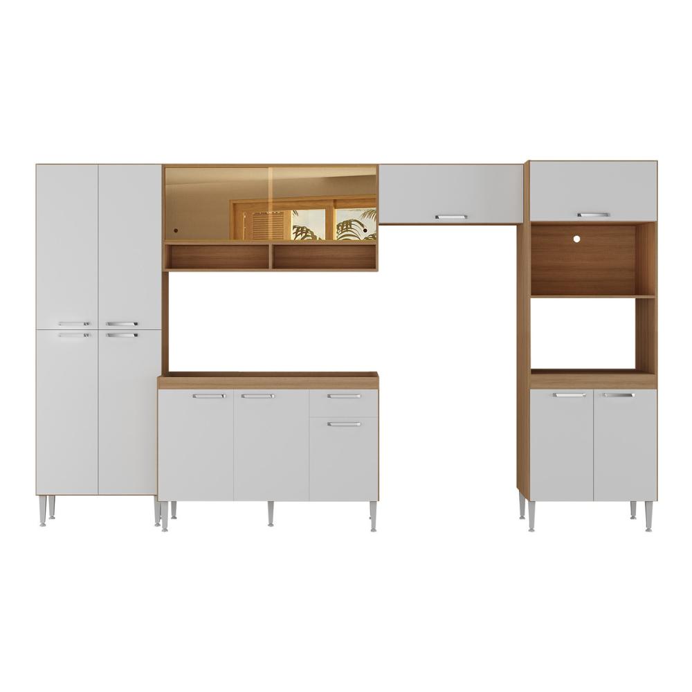 Armário de Cozinha Completa com Gabinete de Pia 5 Pçs Paris Multimóveis MP2221 Rustic/Branco