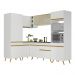 Armário de Cozinha Completa de Canto Veneza Multimóveis V2049  Branco/Dourado