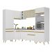 Armário de Cozinha Completa de Canto Veneza Multimóveis V2050  Branco/Dourado