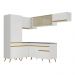 Armário de Cozinha Completa de Canto Veneza Multimóveis V2051  Branco/Dourado