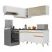 Armário de Cozinha Completa de Canto Veneza Multimóveis V2059  Branco/Dourado