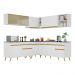 Armário de Cozinha Completa de Canto Veneza Multimóveis V2061  Branco/Dourado