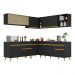 Armário de Cozinha Completa de Canto Veneza Multimóveis V2061  Preto/Dourado