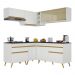 Armário de Cozinha Completa de Canto Veneza Multimóveis V2062  Branco/Dourado