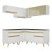 Armário de Cozinha Completa de Canto Veneza Multimóveis V2062  Branco/Dourado