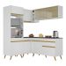 Armário de Cozinha Completa de Canto Veneza Multimóveis V2063  Branco/Dourado