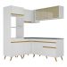 Armário de Cozinha Completa de Canto Veneza Multimóveis V2063  Branco/Dourado