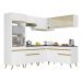 Armário de Cozinha Completa de Canto Veneza Multimóveis V2064  Branco/Dourado