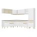 Armário de Cozinha Completa de Canto Veneza Multimóveis V2065  Branco/Dourado