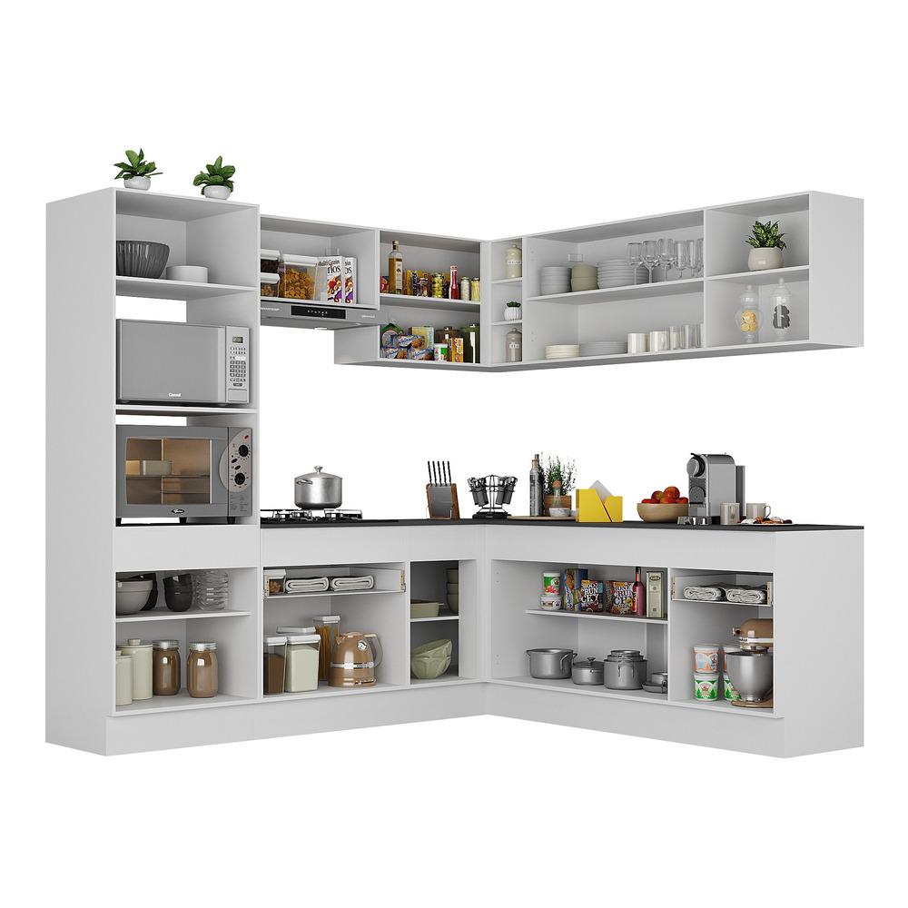 Armário de Cozinha Completa de Canto com Rodapé Veneza Multimóveis MP2080.891 Branco