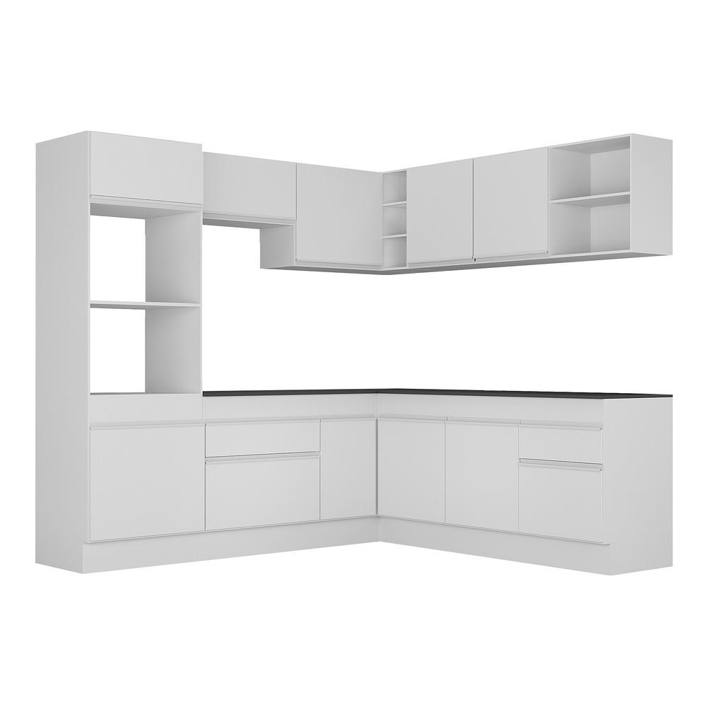 Armário de Cozinha Completa de Canto com Rodapé Veneza Multimóveis MP2080.891 Branco