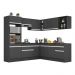 Armário de Cozinha Completa de Canto com Rodapé Veneza Multimóveis MP2080.898 Preto/Branco