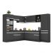 Armário de Cozinha Completa de Canto com Rodapé Veneza Multimóveis MP2082.898 Preto/Branco