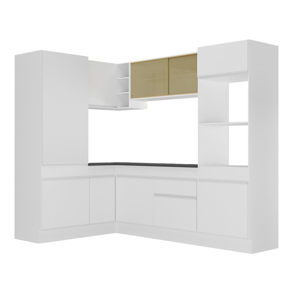 Armário de Cozinha Completa de Canto com Rodapé Veneza Multimóveis MP2084.891 Branco