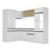 Armário de Cozinha Completa de Canto com Rodapé Veneza Multimóveis MP2084.964 Branco/Preto