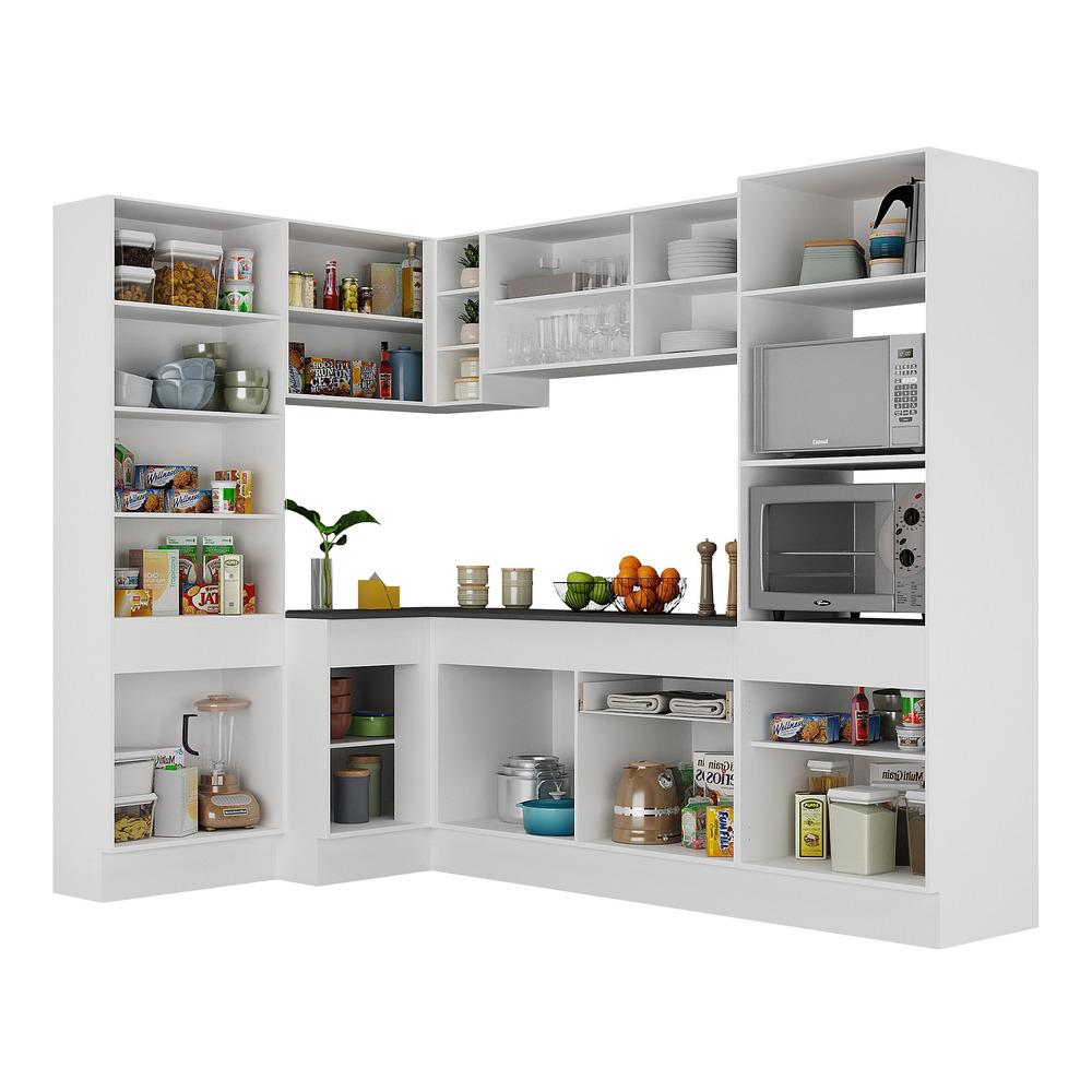 Armário de Cozinha Completa de Canto com Rodapé Veneza Multimóveis MP2085.891 Branco