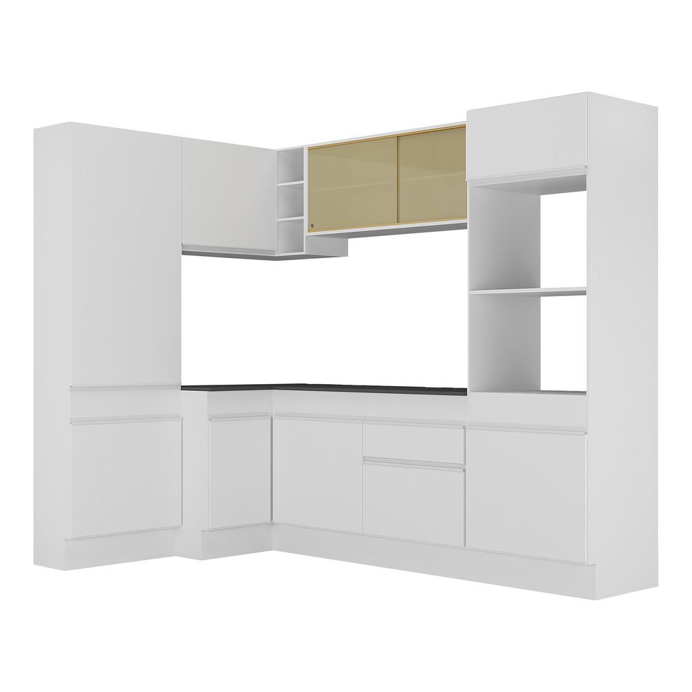 Armário de Cozinha Completa de Canto com Rodapé Veneza Multimóveis MP2085.891 Branco
