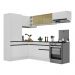 Armário de Cozinha Completa de Canto com Rodapé Veneza Multimóveis MP2086.964 Branco/Preto