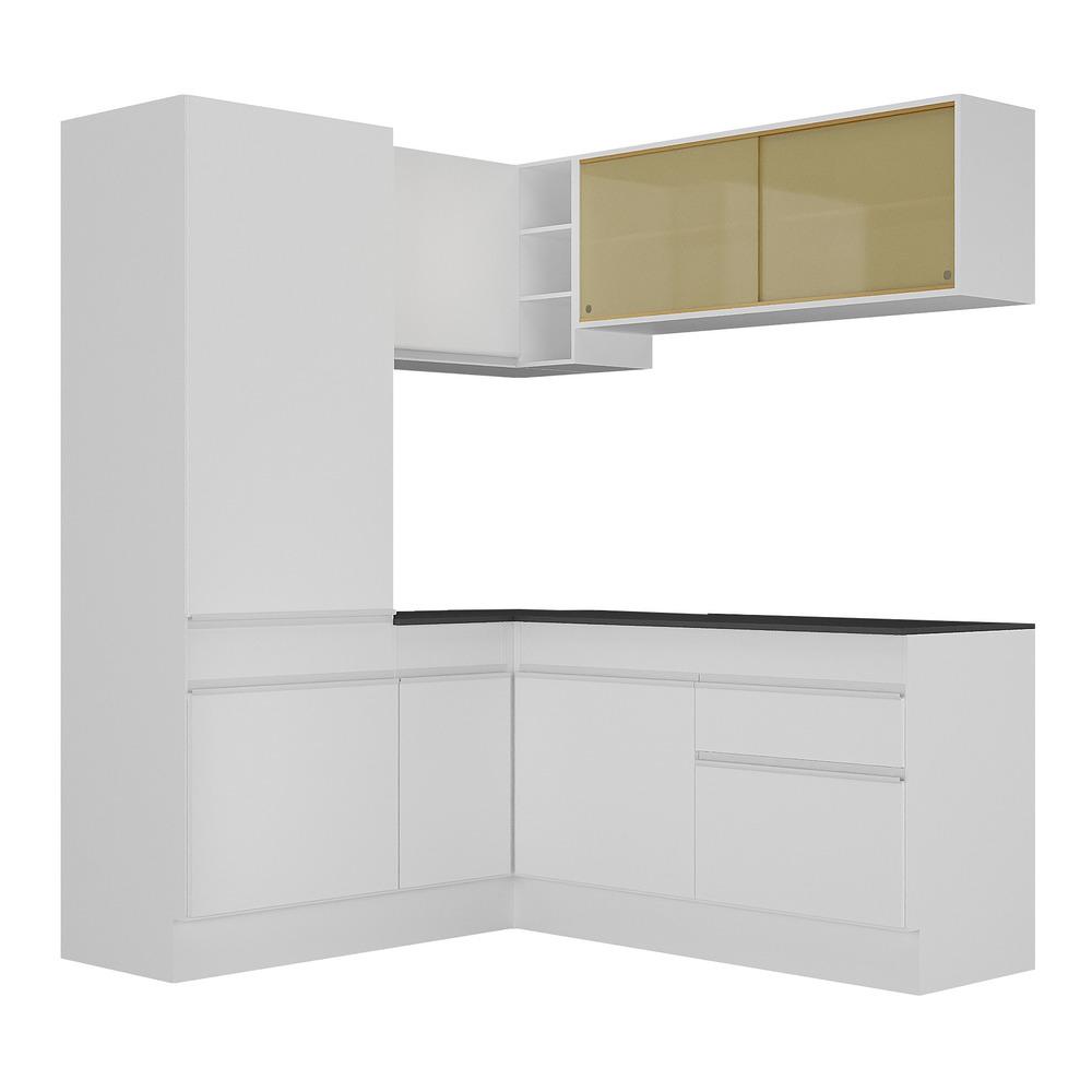 Armário de Cozinha Completa de Canto com Rodapé Veneza Multimóveis MP2088.891 Branco