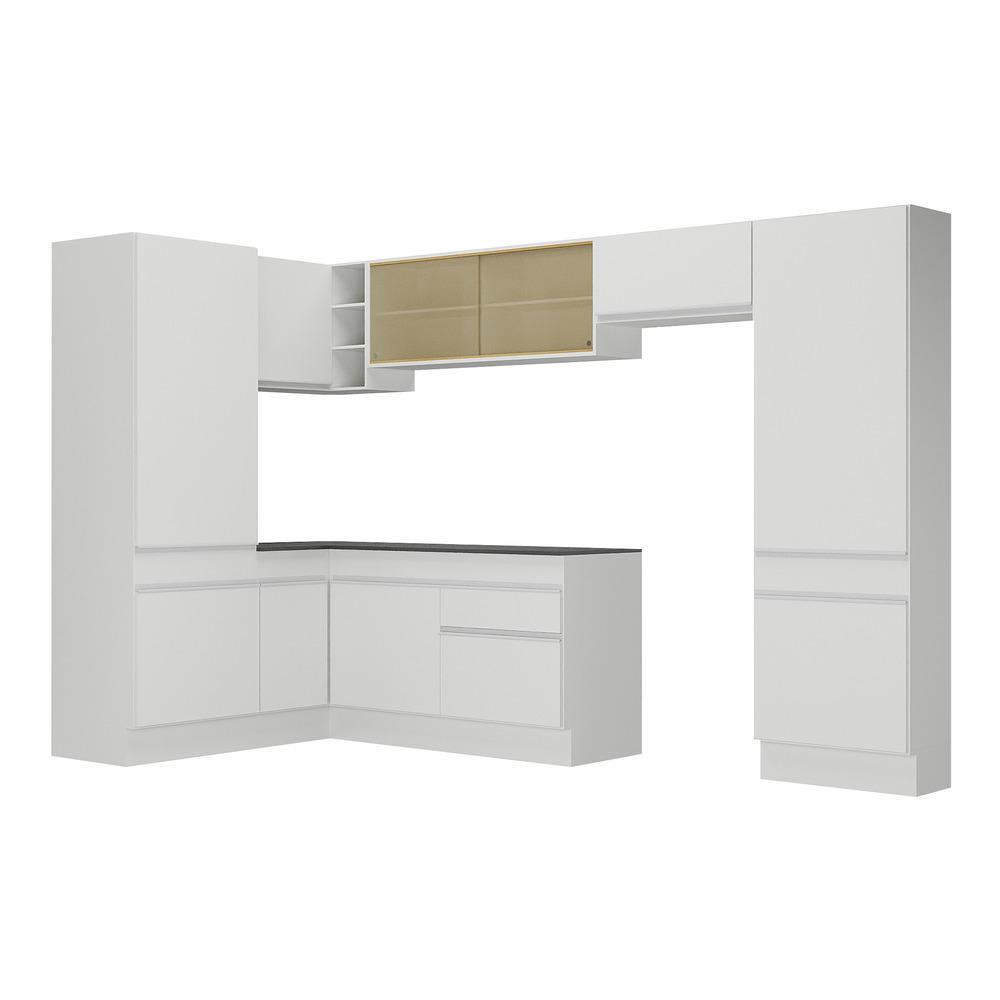 Armário de Cozinha Completa de Canto com Rodapé Veneza Multimóveis MP2090.891 Branco