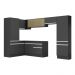 Armário de Cozinha Completa de Canto com Rodapé Veneza Multimóveis MP2090.898 Preto/Branco