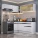 Armário de Cozinha Completa de Canto com Rodapé Veneza Multimóveis MP2094.964 Branco/Preto