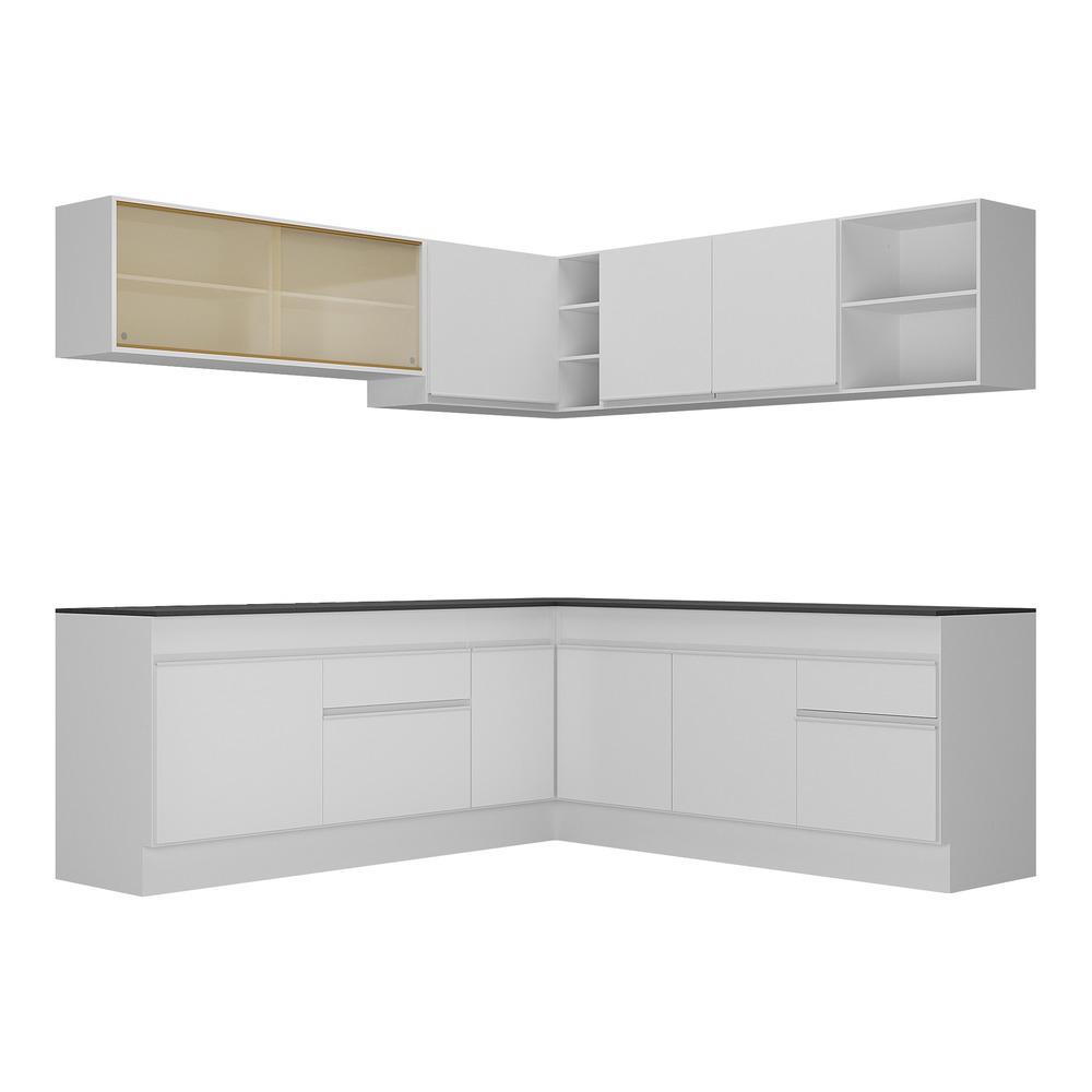 Armário de Cozinha Completa de Canto com Rodapé Veneza Multimóveis MP2096.891 Branco