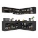 Armário de Cozinha Completa de Canto com Rodapé Veneza Multimóveis MP2096.898 Preto/Branco