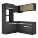 Armário de Cozinha Completa de Canto com Rodapé Veneza Multimóveis MP2098.898 Preto/Branco