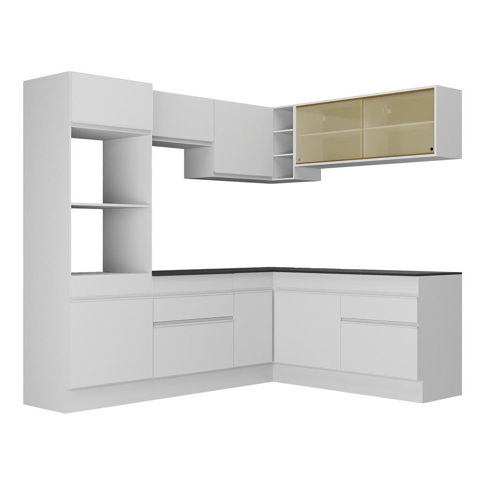 Armário de Cozinha Completa de Canto com Rodapé Veneza Multimóveis MP2099.891 Branco