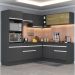 Armário de Cozinha Completa de Canto com Rodapé Veneza Multimóveis MP2099.898 Preto/Branco