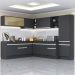 Armário de Cozinha Completa de Canto com Rodapé Veneza Multimóveis MP2100.898 Preto/Branco