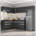 Armário de Cozinha Completa de Canto com Rodapé Veneza Multimóveis MP2104.898 Preto/Branco