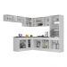 Armário de Cozinha Completa de Canto com Rodapé Veneza Multimóveis MP2105.964 Branco/Preto