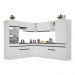 Armário de Cozinha Completa de Canto com Rodapé Veneza Multimóveis V2081  Branco/Preto