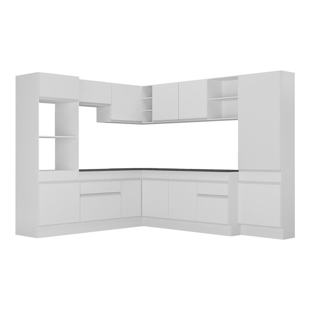 Armário de Cozinha Completa de Canto com Rodapé Veneza Multimóveis V2082  Branco