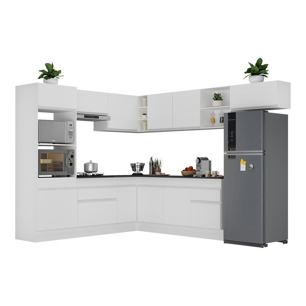 Armário de Cozinha Completa de Canto com Rodapé Veneza Multimóveis V2083  Branco