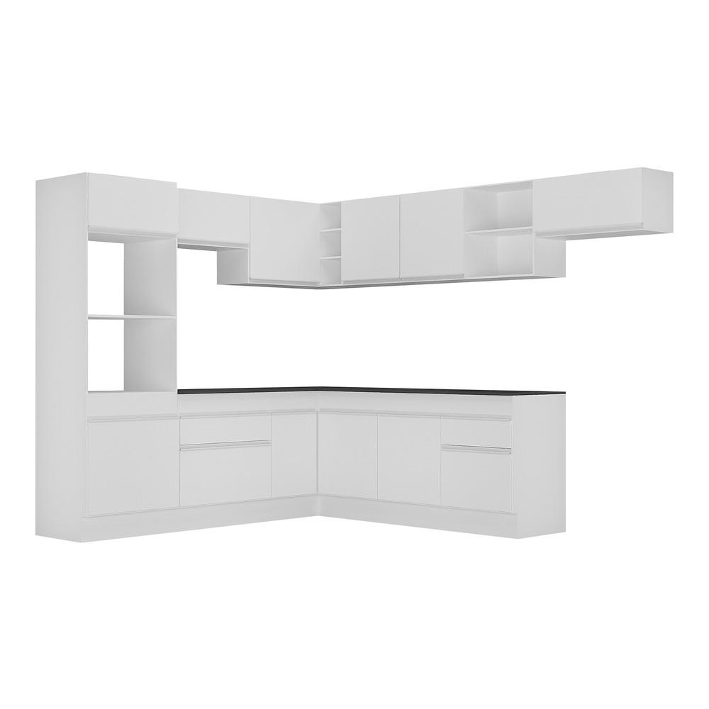 Armário de Cozinha Completa de Canto com Rodapé Veneza Multimóveis V2083  Branco