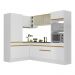 Armário de Cozinha Completa de Canto com Rodapé Veneza Multimóveis V2084  Branco/Dourado