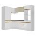 Armário de Cozinha Completa de Canto com Rodapé Veneza Multimóveis V2084  Branco/Dourado