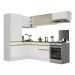 Armário de Cozinha Completa de Canto com Rodapé Veneza Multimóveis V2086  Branco/Dourado