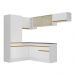 Armário de Cozinha Completa de Canto com Rodapé Veneza Multimóveis V2086  Branco/Dourado